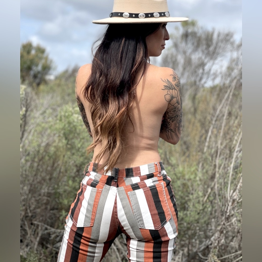 Striped Bell Bottoms Jeans